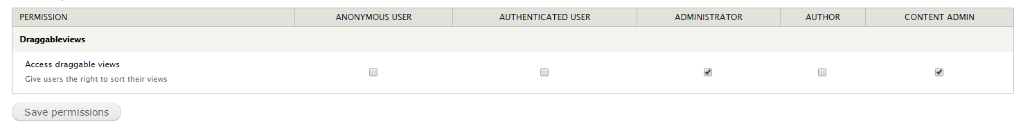 Drupal Draggable Views Permissions