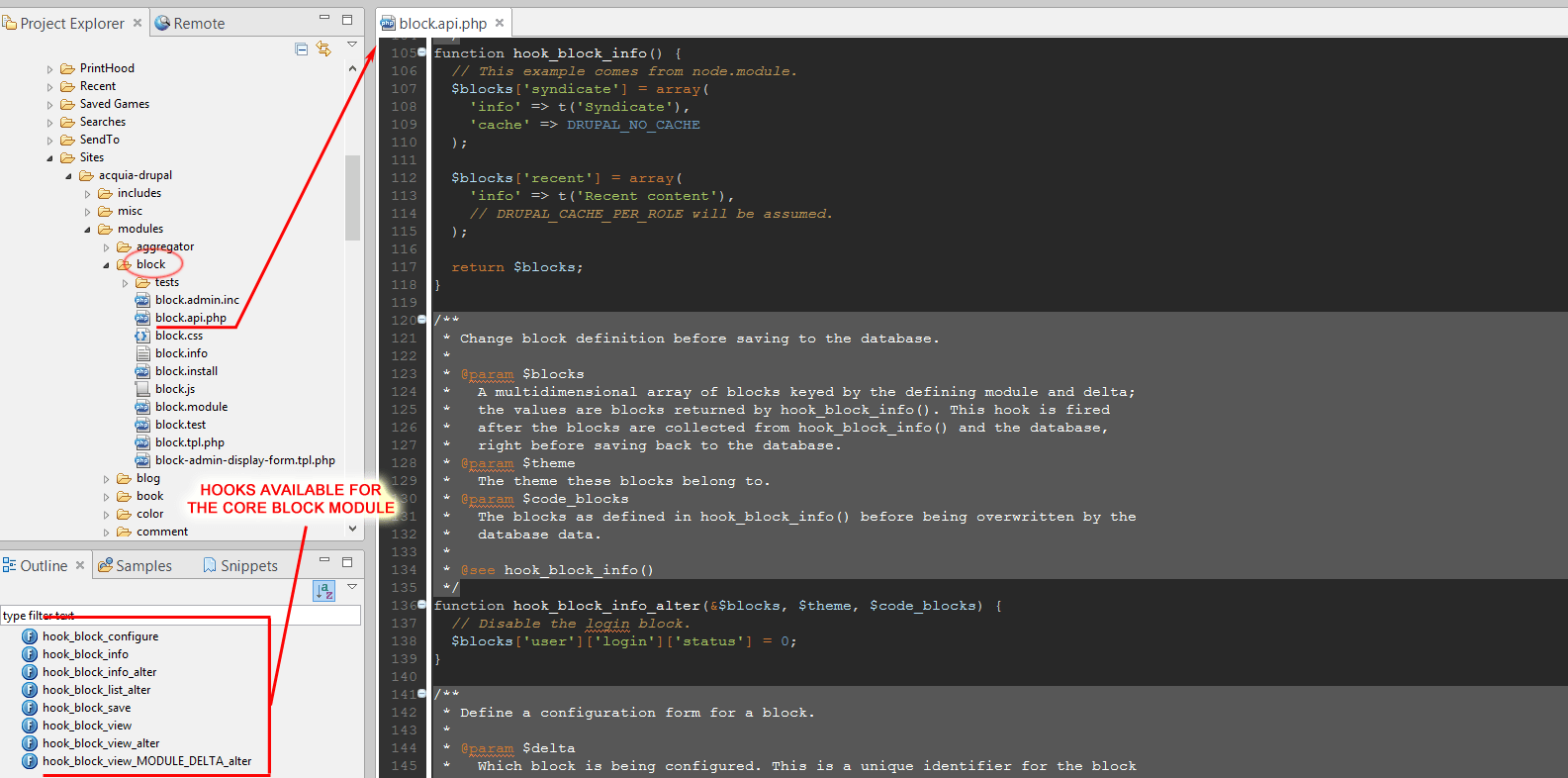 Drupal 7 blocks api hooks example